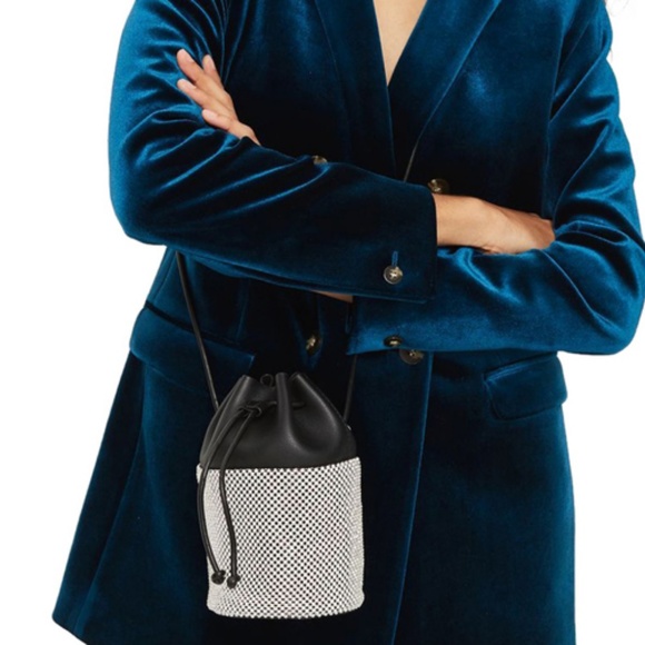 TOPSHOP Diamante Faux Leather Bucket Crossbody - Picture 4 of 5